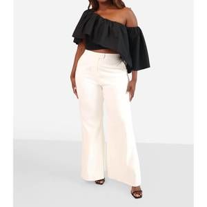 NEW REBDOLLS garden rose bell bottom pants with pockets in white